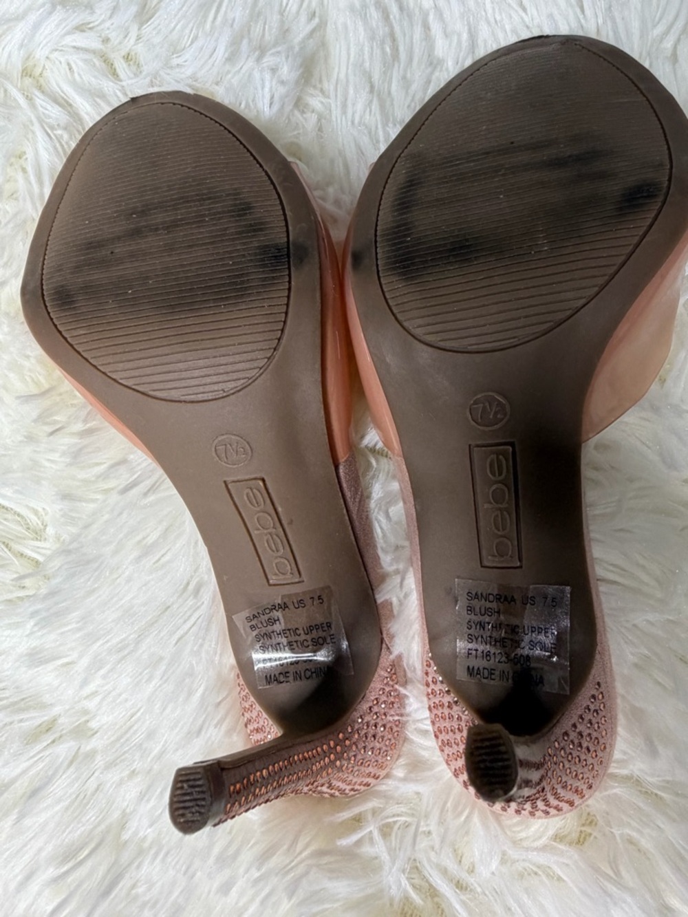 bebe Clear Strap Open-Toe Heels – Size 7.5 – Nude/Mauve Pre‑Loved - Picture 3 of 7